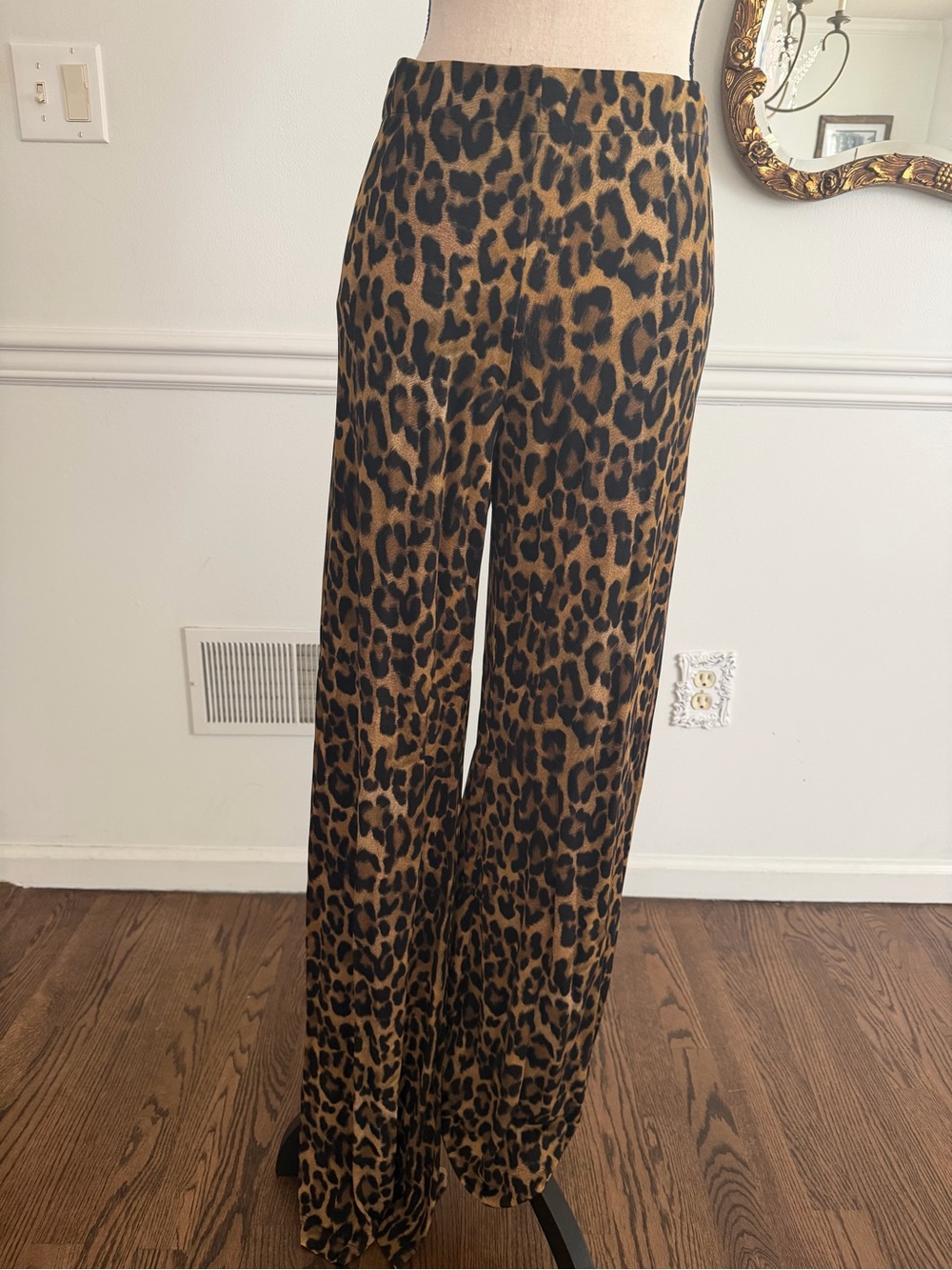 Nicole Miller Leopard Print Wide-Leg Pants - Brown/Black